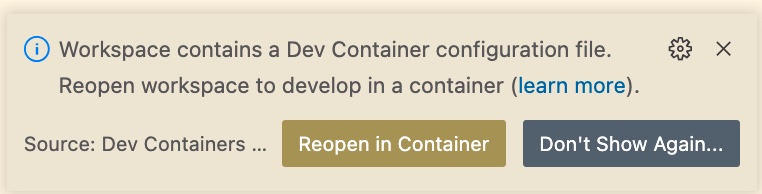 open in devcontainer